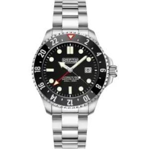Mens Depth Charge 'Dive GMT' Silver and Black Stainless Steel Automatic Watch