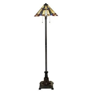 2 Light Floor Lamp Bronze, Tiffany Glass, E27