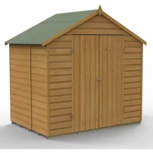 7' x 5' Forest Shiplap Dip Treated Windowless Double Door Apex Wooden Shed (2.32m x 1.53m) - Golden Brown