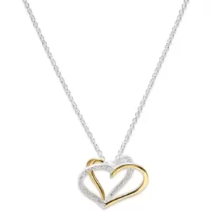 Ladies Unique & Co Silver 925 Pendant with Yellow Gold Plating and CZ incl. Chain