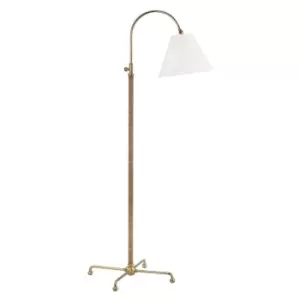 Curves No. 1 1 Light Table Lamp W/ Rattan Accent Brass, Linen