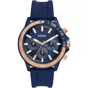 Fossil Men Bannon Three-Hand Date Blue Leather Watch