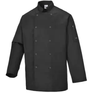 C833BKRM - sz M Suffolk Chefs Jacket - Black - Black - Portwest