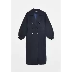 Missguided Belted Trench Coat - Blue