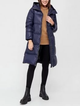 Armani Exchange Sustainable Longline Padded Coat Blue Size L Women