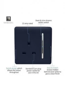 Trendiswitch 1G 13A Switched Socket Navy