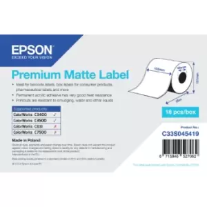 Epson C33S045419 Original Premium Matte Continuous Ticket Roll 102mm x 35m - 18 Pack