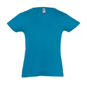 SOLS Girls Cherry Short Sleeve T-Shirt (8yrs) (Aqua)