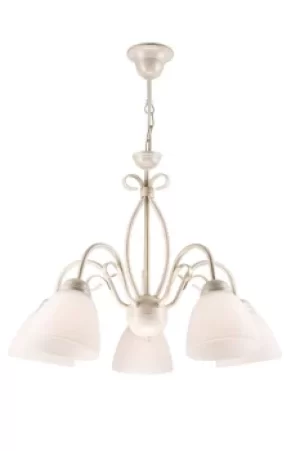 Adelle Multi Arm Pendant Ceiling Light With Glass Shades, White, 5x E27