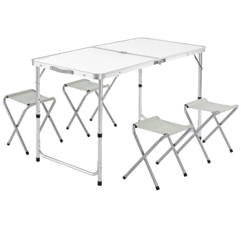 Camping Table & Chairs Set 5Pcs White Aluminium Foldable