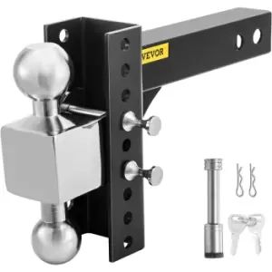VEVOR Adjustable Trailer Hitch, 6" Rise & Drop Hitch Ball Mount 2.5" Receiver Solid Tube 22,000 LBS Rating, 2 and 2-5/16 Inch Stainless Steel Balls