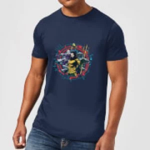 Aquaman Circular Portrait Mens T-Shirt - Navy - S
