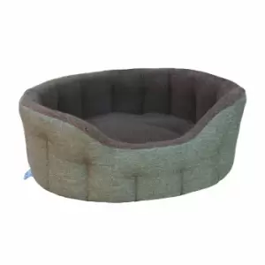 P&L Premium Fleece Lined Basket Weave Medium Softee Bed - Tweed/Brown