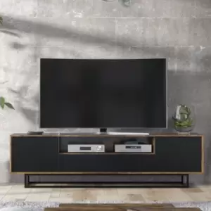 Creative Furniture - 200cm Loft Retro Industrial tv Unit Stand Vintage Oak Cabinet Cupboard Sideboard - oak & black