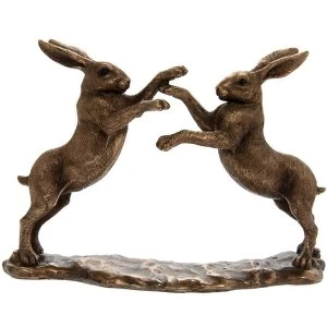 Reflections Bronzed Twin Hares Figurine By Lesser & Pavey