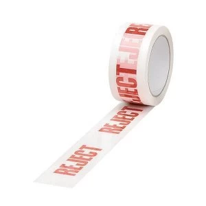 5 Star Office Printed Tape Reject Polypropylene 48mm x 66m Red on White Pack of 6