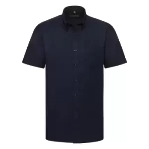 Russell Collection Mens Short Sleeve Easy Care Oxford Shirt (14.5inch) (Bright Navy)