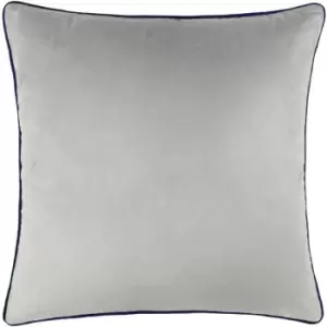 Paoletti - Meridian Velvet Cushion Silver/Navy - Silver/Navy