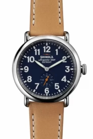 Mens Shinola Runwell 41mm Natural Leather Strap Watch S0110000144
