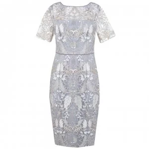Adrianna Papell Embroidered Beaded Dress - SILVER MULTI