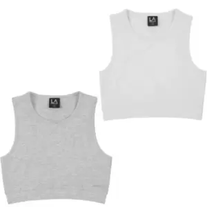 LA Gear 2 Pack Cropped Vests Junior Girls - White