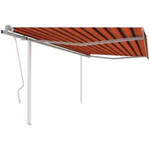 Vidaxl - Manual Retractable Awning with Posts 4.5x3 m Orange and Brown Multicolour