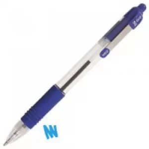 Original Zebra Z Grip Retractable Ballpoint Pen Metal Clip Medium Blue Pack of 12 Pens