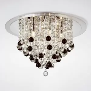 Ceiling light Atla 6 Bulbs polished chrome / acrylic trim / crystal supplied with 25 Black Spheres crystal