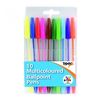 Ballpoint Pens 10 Multicoloured Pack of 12 302256