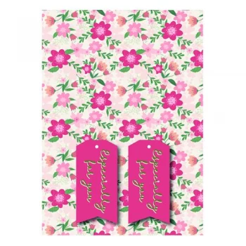 Pink Floral Gift Wrap and Tags Pack of 12 27243-2S2T