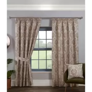 Tegola Pencil Pleat Curtain Pair Taped Top Ready Made Curtains Latte 46x90 - Latte