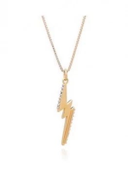 Rachel Jackson London 22Ct Gold Plated Silver Lightning Bolt Pendant Necklace
