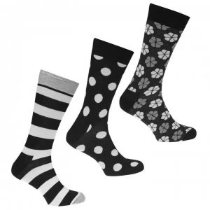 Happy Socks 3 Pack Stripe Spot Floral Socks - Black 9002