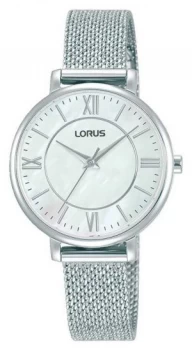 Lorus Womens White Dial Stainless Steel Mesh Bracelet Watch
