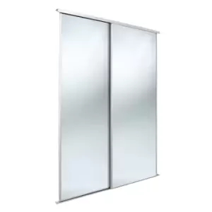 Spacepro Classic Mirrored White Mirror Effect Sliding Wardrobe Door Kit (H)2220 mm (W)914mm, Pack Of 2