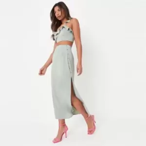 Missguided Button Midi Skirt Co-Ord - Green