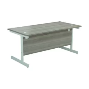 1600 X 800 Single Upright Rectangular Desk Grey Oak-White