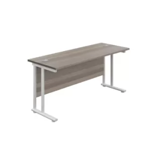 1600 X 600 Twin Upright Rectangular Desk Grey Oak-White