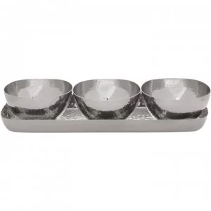 Hotel Collection Nibble Bowls On Tray Set of 3 - Silver