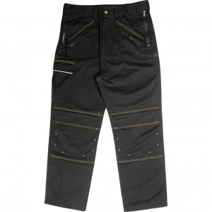 Roughneck Mens Multi Zip Trousers Black 34 29