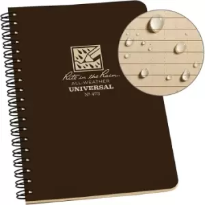 Rite in the Rain Universal Notebook, Side Spiral Bound, 4?" x 7" (32 Sheets) Brown / Tan
