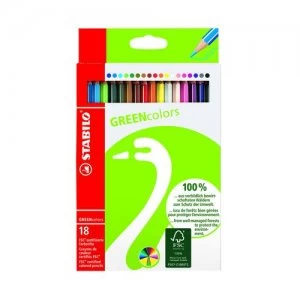 Stabilo Green Colours Colouring Pencils Pack of 18 60192-181