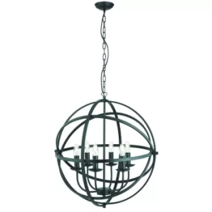 Orbit 6 Light Spherical Cage Ceiling Pendant Matt Black, E14