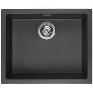 Amsterdam 50 Integrated Single Bowl Granite Kitchen Sink Black Silvery - Black - Reginox