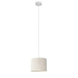 Alba Cylindrical Pendant Ceiling Light Ecru, White 20cm
