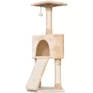 PawHut 3 Level Cat Tree for Indoor Cats Activity Centre Sisal Scratching Posts Perch Condo and Ladder Cat Furniture For Kitten - Beige
