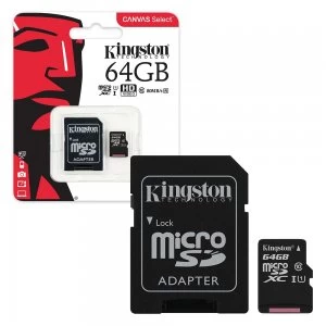 Kingston Canvas Select 64GB MicroSDXC Memory Card