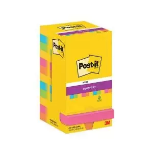 Post-it Super Sticky 76x76mm 90 Sheets Carnival Pack of 12