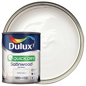 Dulux Quick Dry White Cotton Satinwood Mid Sheen Paint 750ml