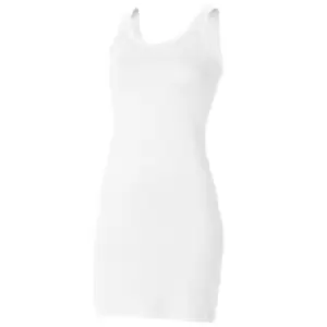 Skinni Fit Ladies/Womens Extra Long Stretch Tank Top / Vest (L) (White)
